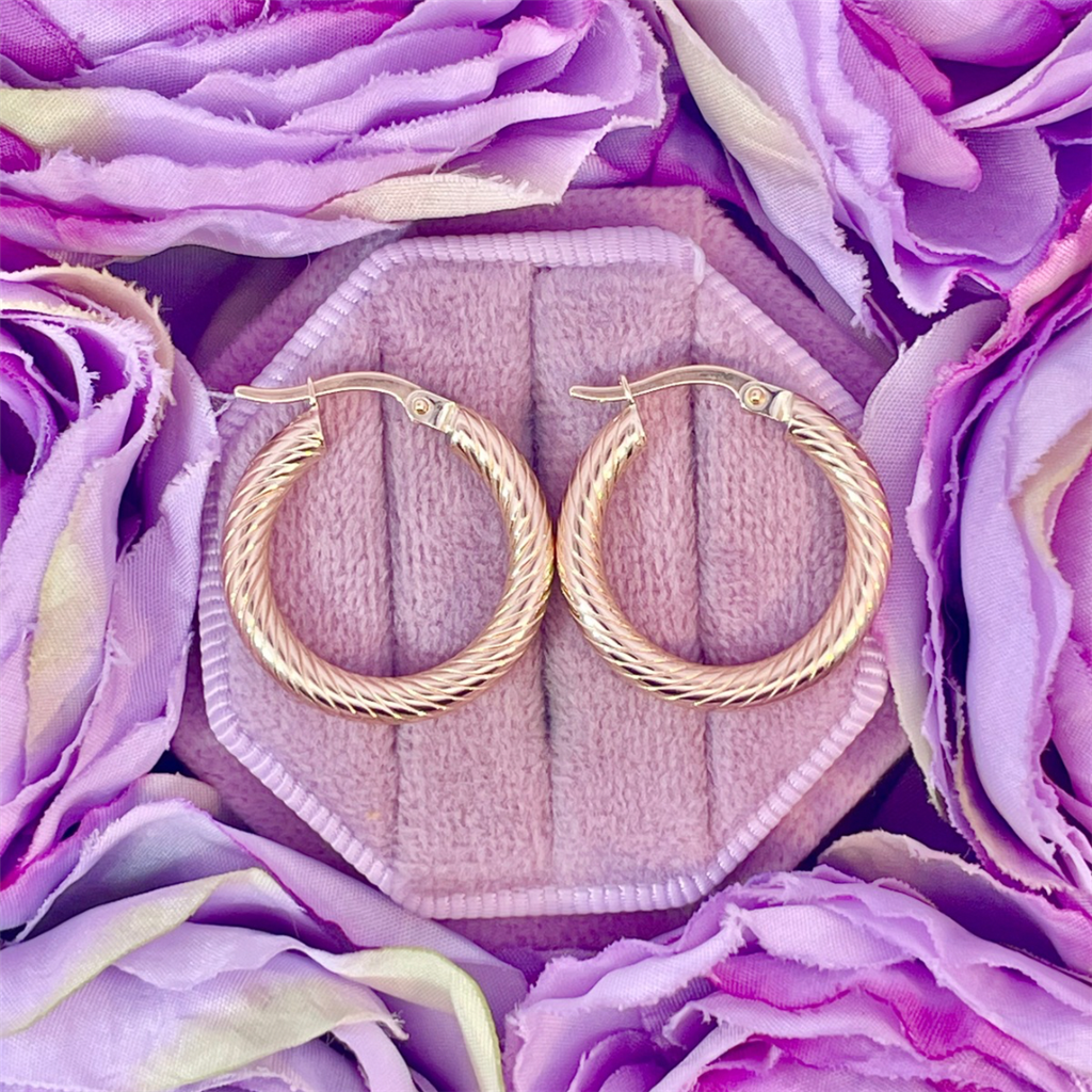 14K Yellow Gold Twisted Hoop Earrings