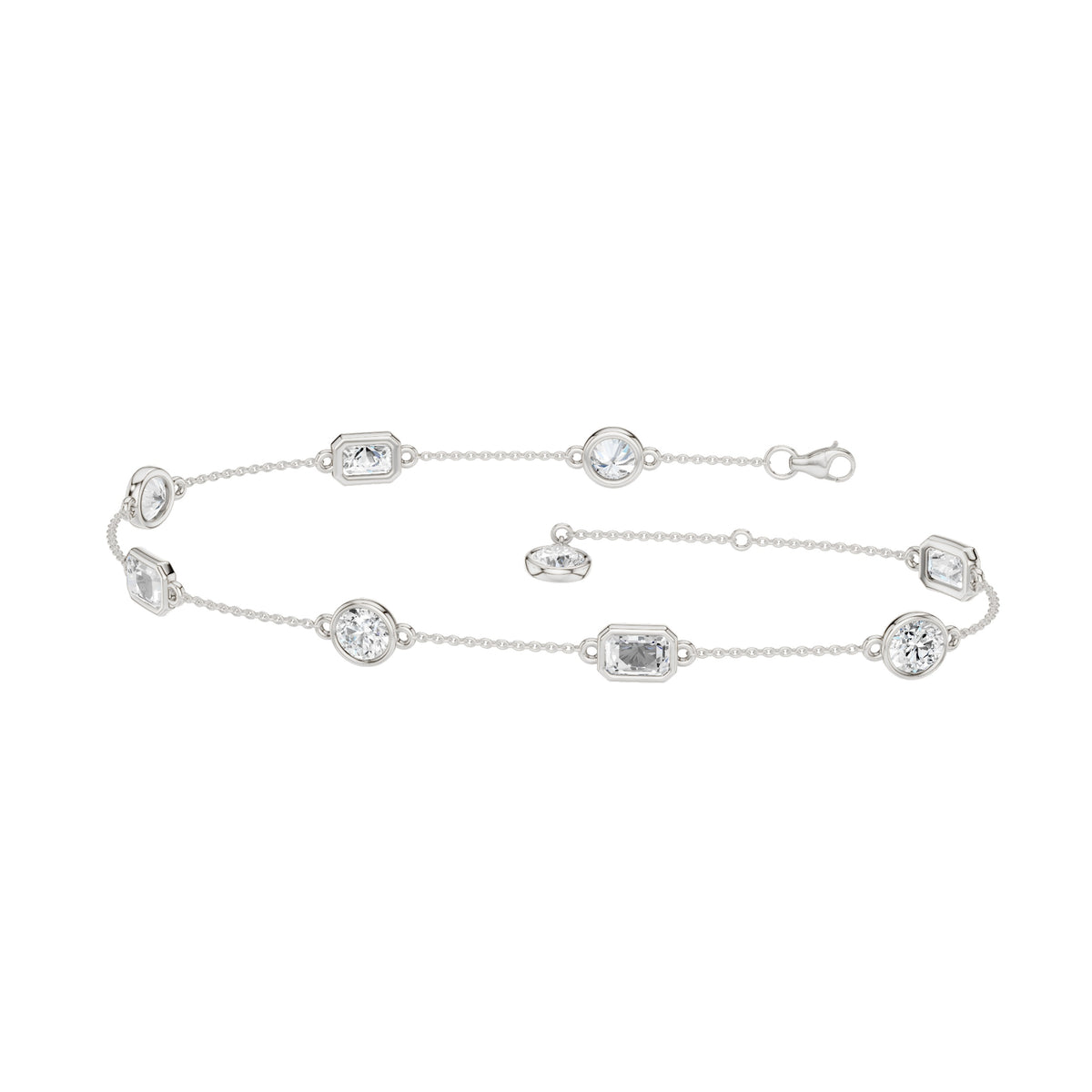 14K White Gold Station Bezel-set Bracelet