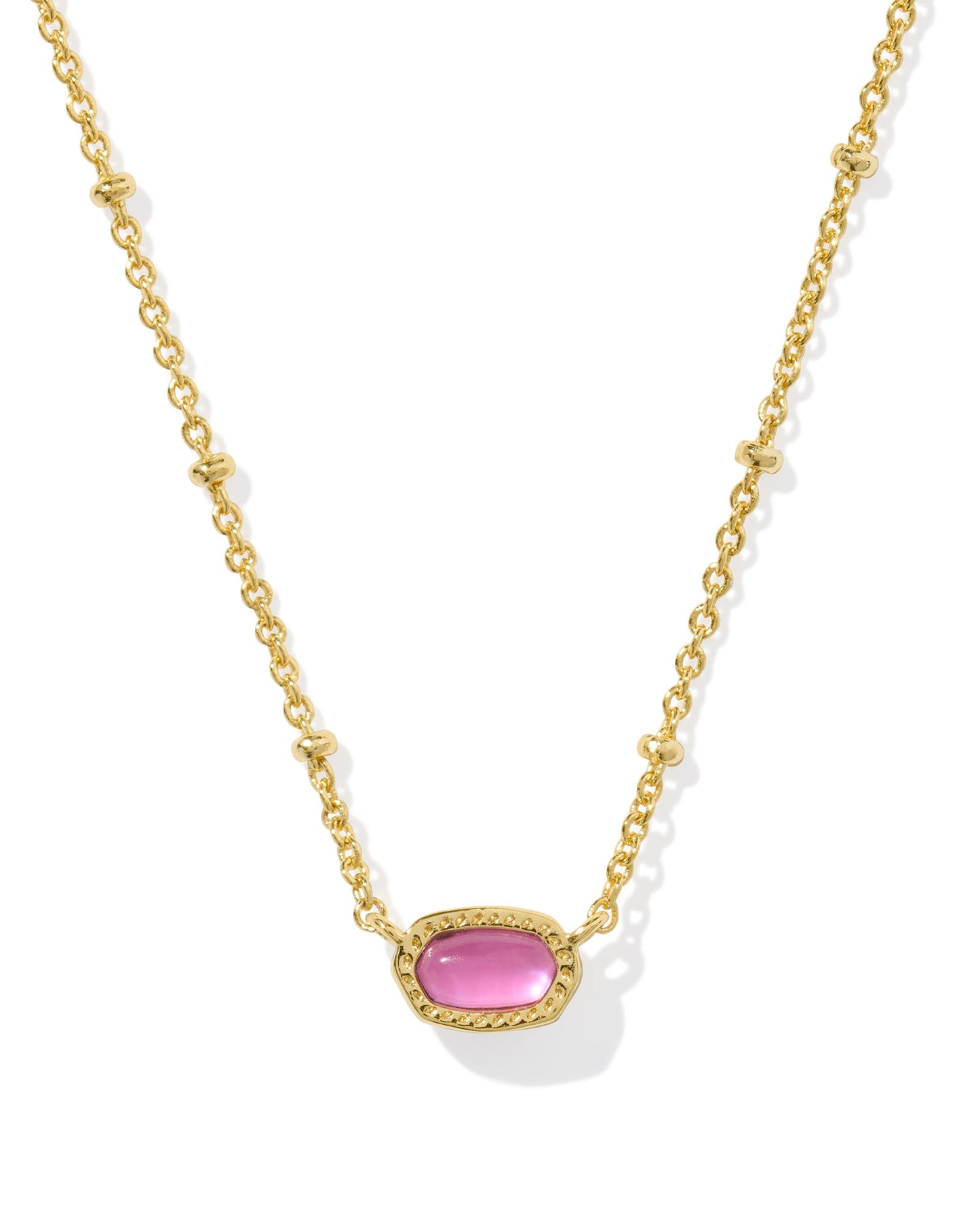 Mini Elisa Gold Satellite Short Pendant Necklace in Pink Opalite