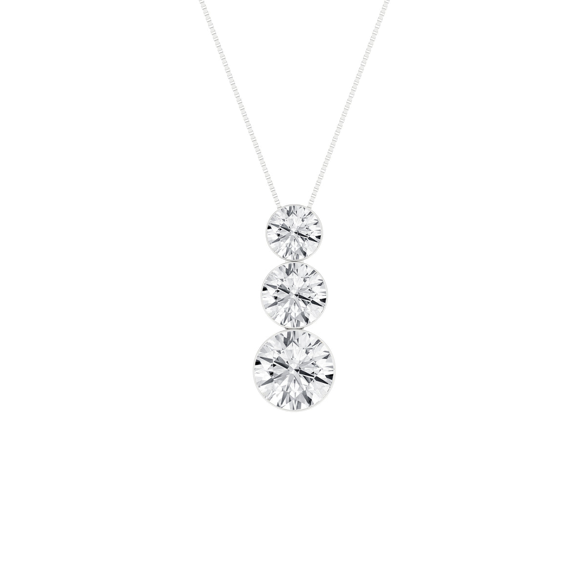 Revelation Lab Created Diamond 3-Stone Graduated Diamond Drop Pendant
