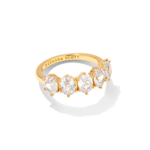Cailin Gold Crystal Band Ring in White CZ
