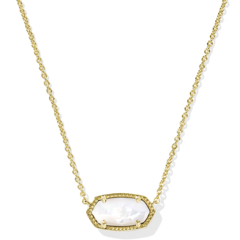 Elisa Gold Pendant Necklace in Ivory Mother-of-Pearl