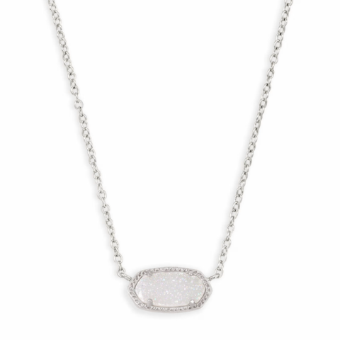 Elisa Silver Pendant Necklace in Iridescent Drusy