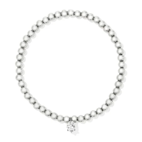 Cailin Stretch Bracelet in Silver White Crystal