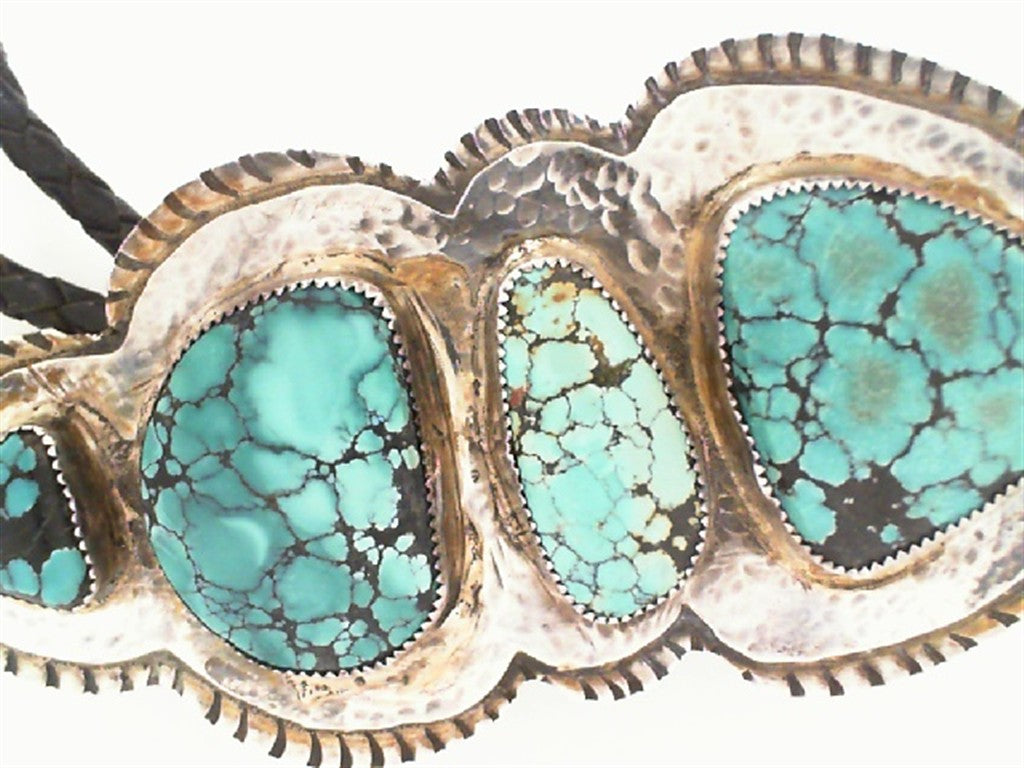Estate-Signed Turquoise and Sterling silver Bolo Tie