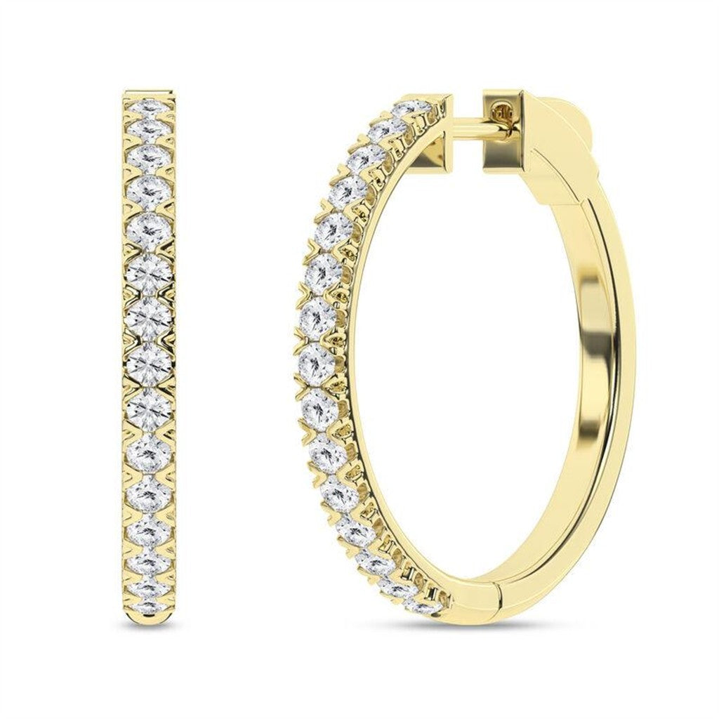 Timeless Lab Grown diamond hoop earrings set in 14KT yellow gold