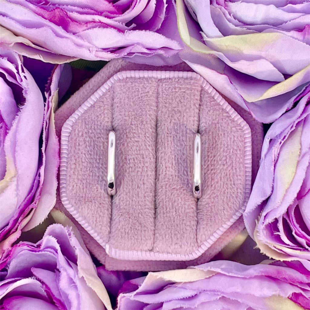 14K White Gold Tiny Oval Huggie Hoops