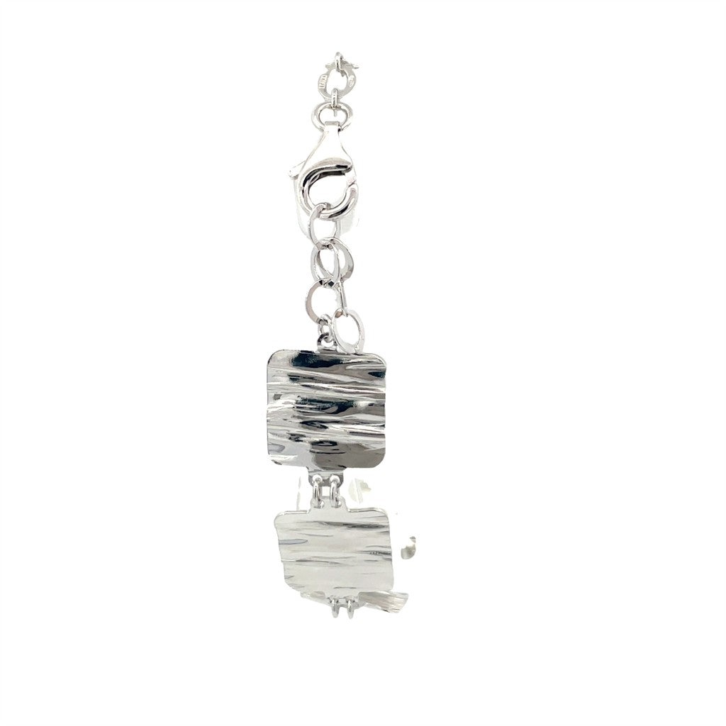 Sterling Silver Square Disk Link Bracelet