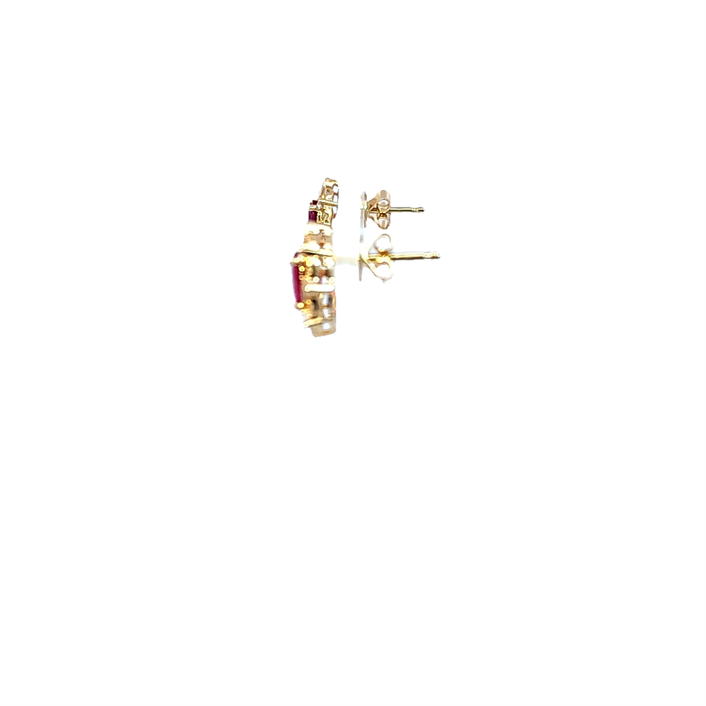 14K Yellow Gold, Ruby and Diamond Earrings