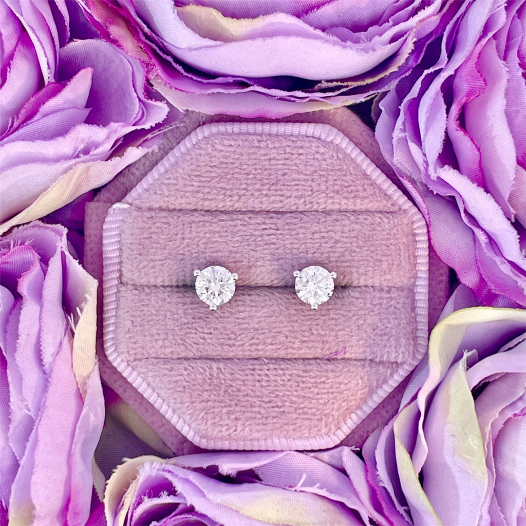 14k White Gold Martini Style Natural Diamond Earrings 1.01ct