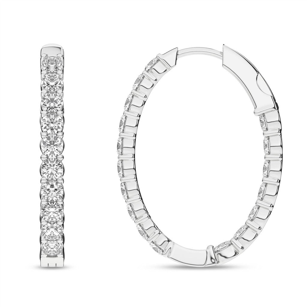 Revelation 14K White Gold Lab Created Diamond Hoop Earrings