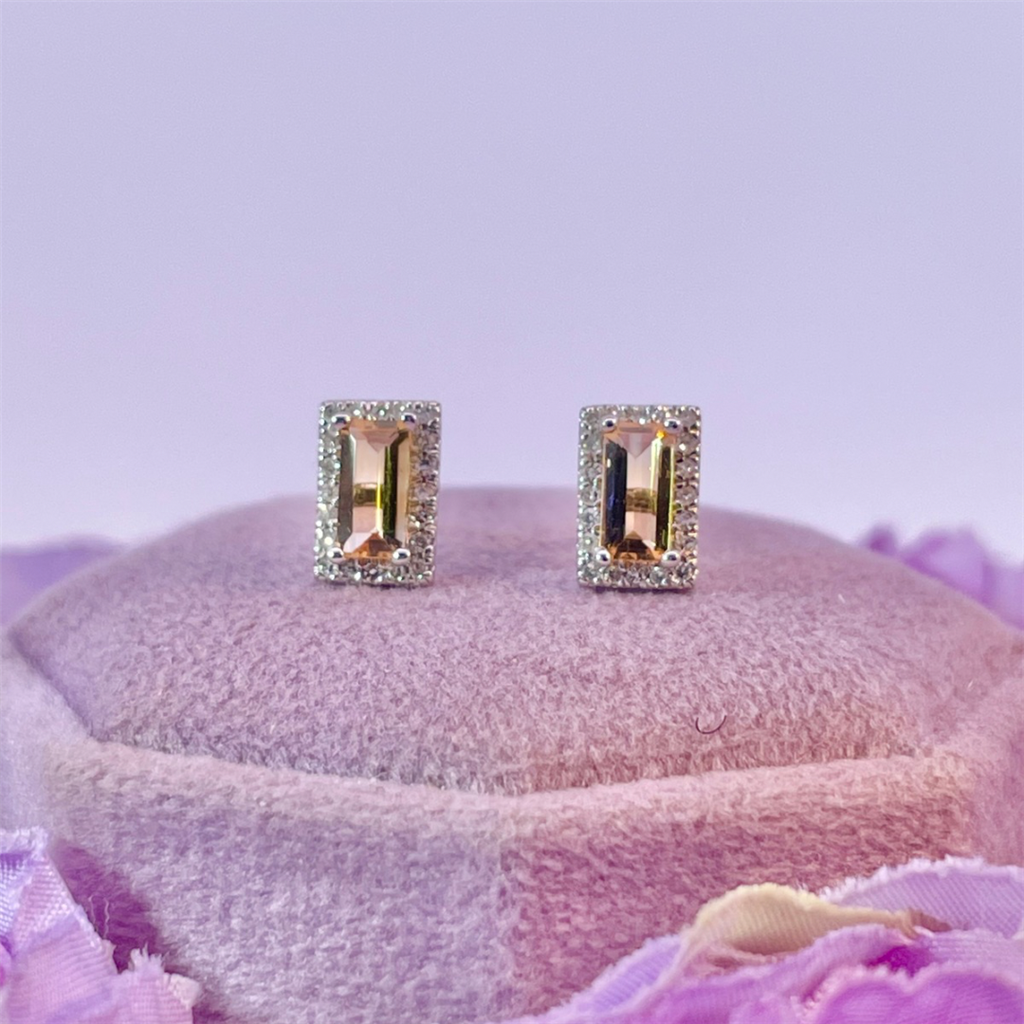 10K White Gold Citrine and Diamond Earrings