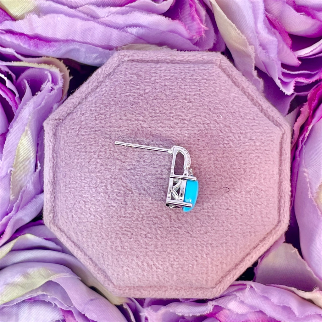 14K White Gold Turquoise and Diamond Earrings