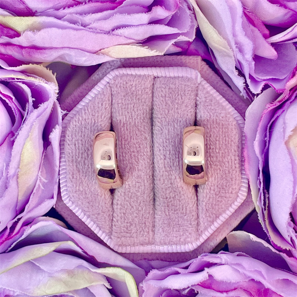 14K Yellow Gold High Polished Huggie Hoops