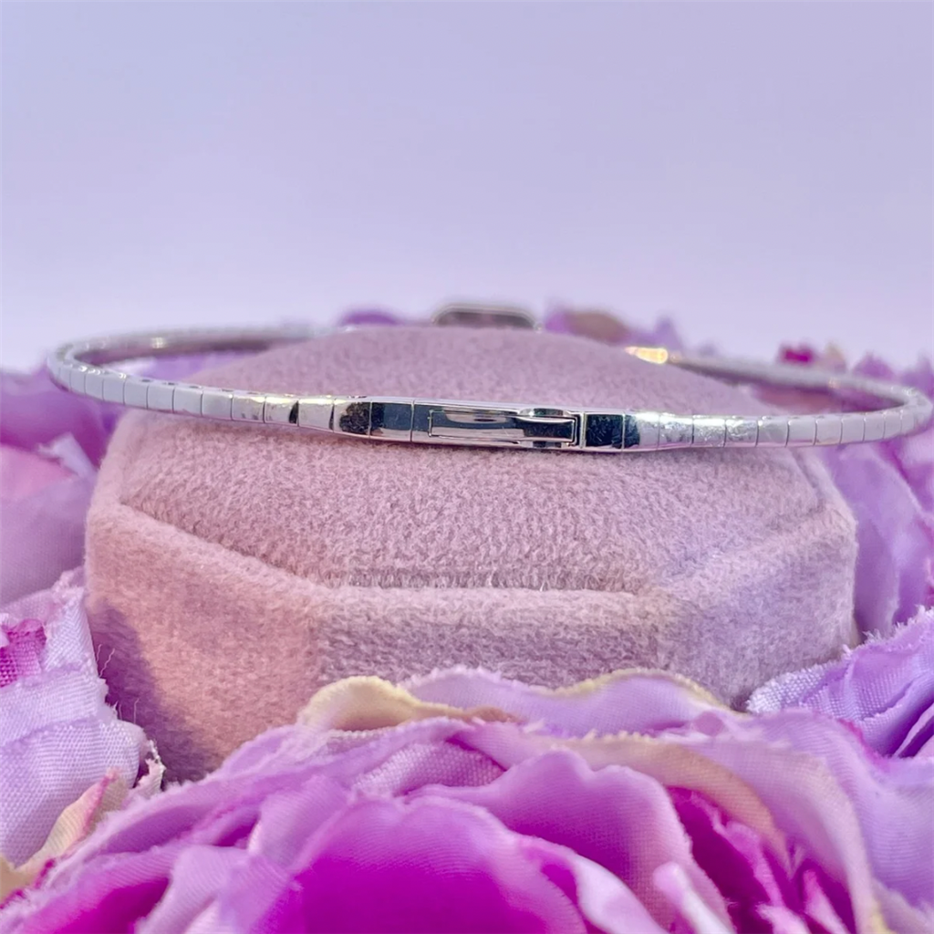 14K White Gold Tanzanite and Diamond Bangle