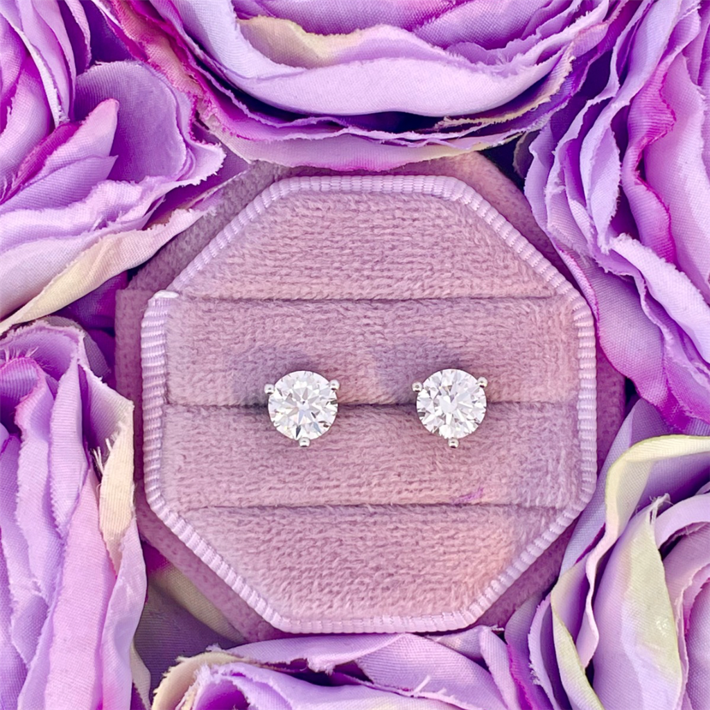 1.8CT Natural Martini Style Diamond Stud Earrings in 14K White Gold