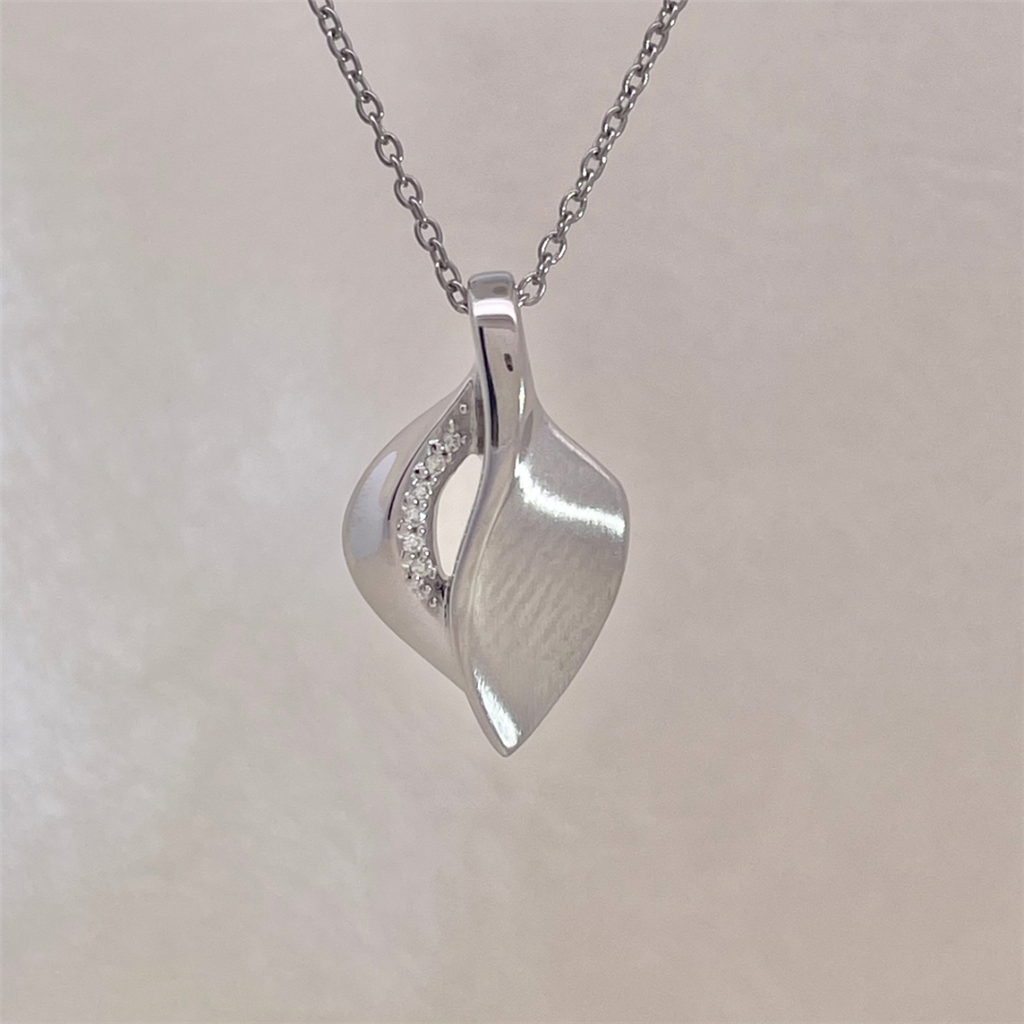 Sterling Silver and Diamond Pendant on adjustable Cable Chain