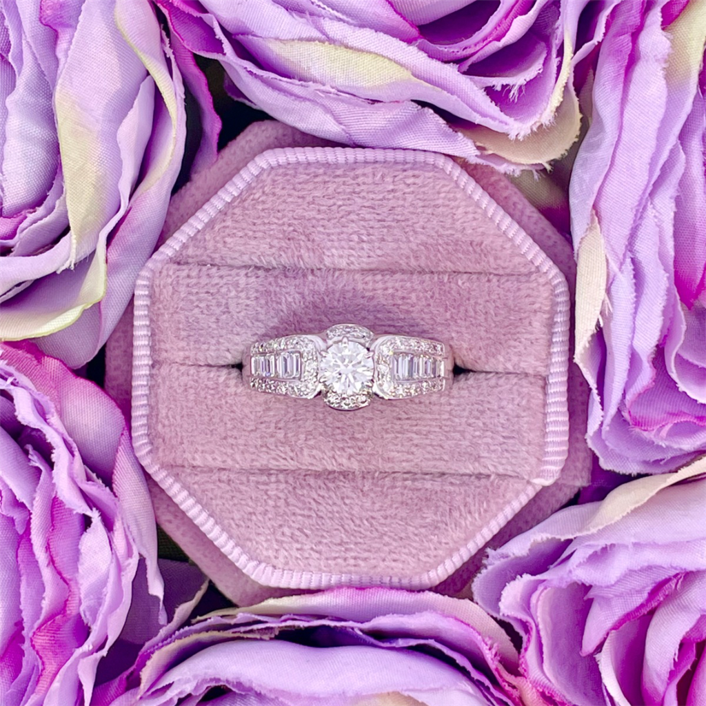 Estate- 14K White Gold Lab Created Diamond Engagement Ring