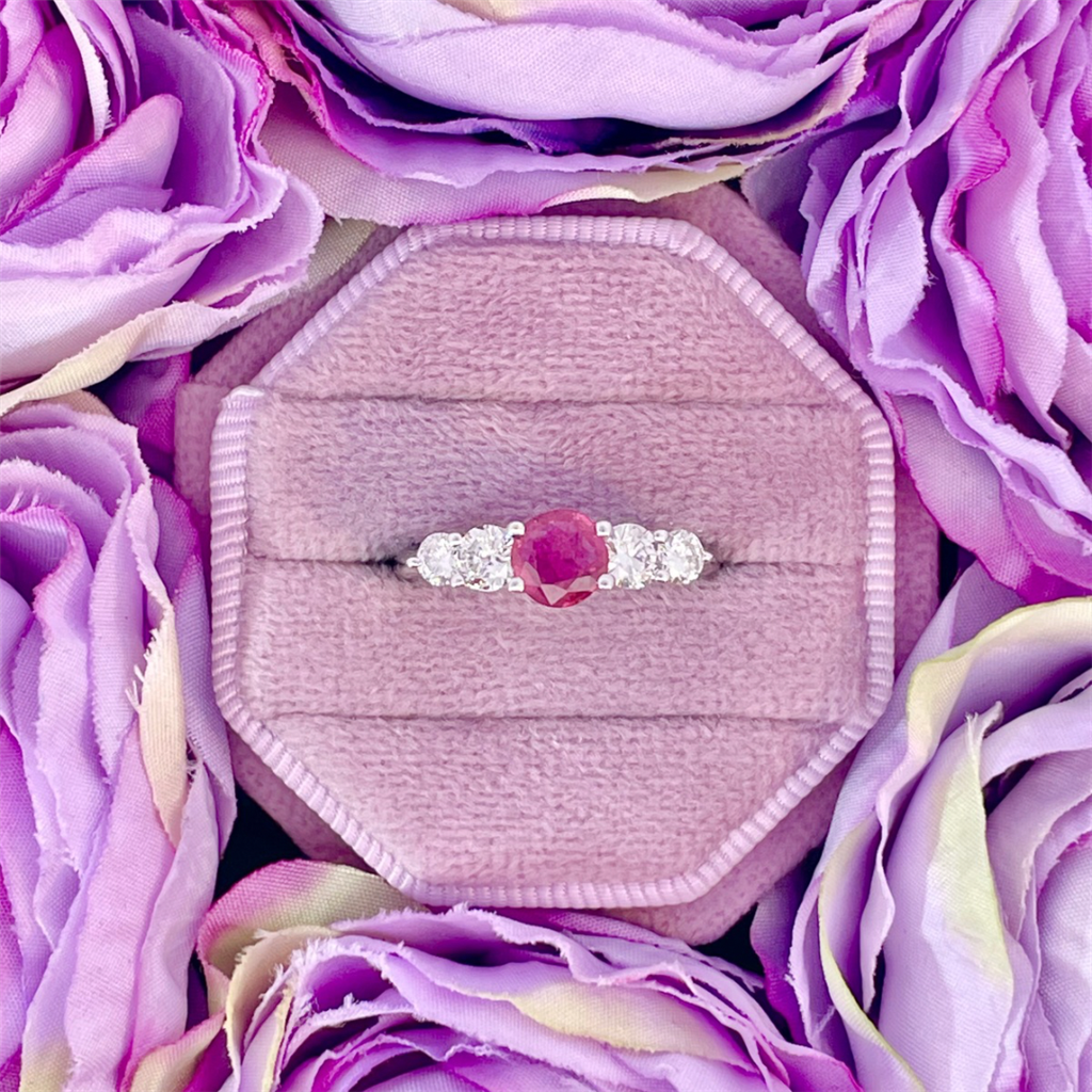 14K White Gold Ruby and Diamond Ring