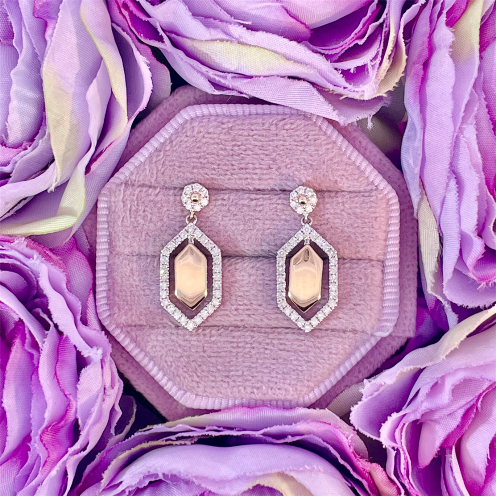 Platinum and 14K Yellow Gold Diamond Dangle Earrings