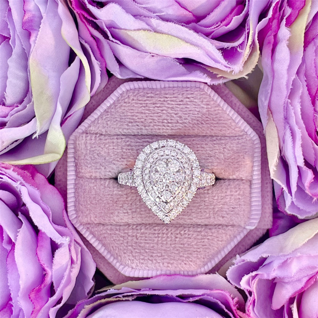 14K White Gold Pear Shaped Diamond Engagement Ring