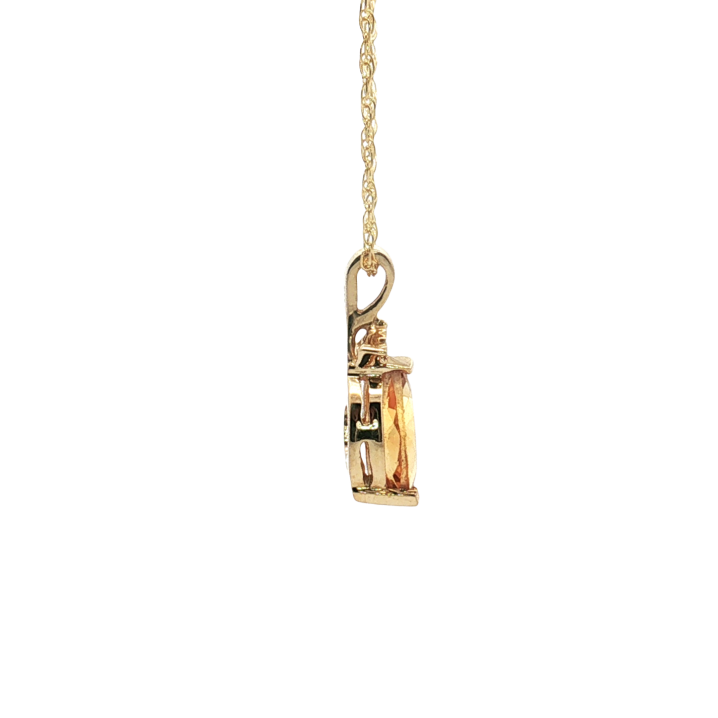10K Yellow Gold Marquise Citrine and Diamond Pendants