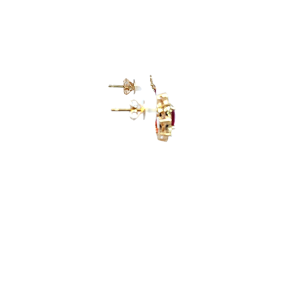 14K Yellow Gold, Ruby and Diamond Earrings
