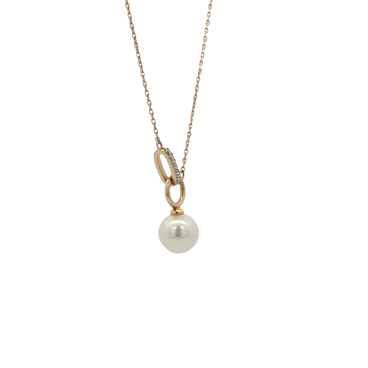 14K Yellow Gold Akoya Pearl and Diamond Pendant