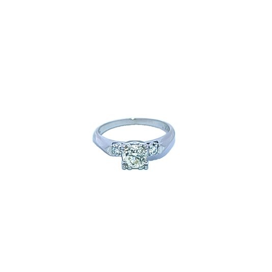 Estate-14K White Gold Diamond Engagement Ring