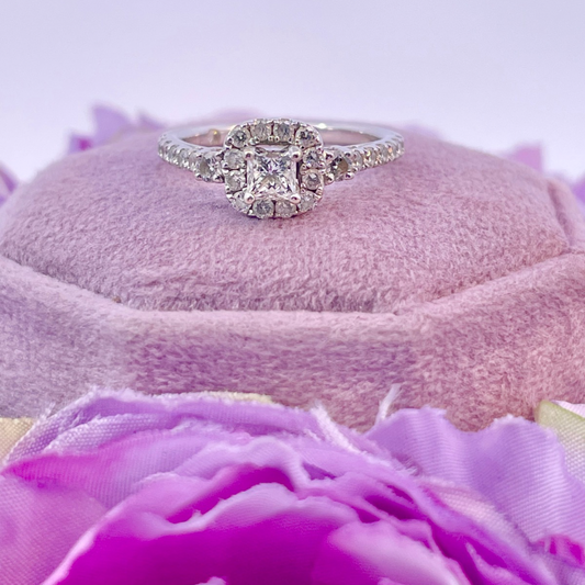 Estate-14k White Gold Diamond Engagement Ring by The Leo