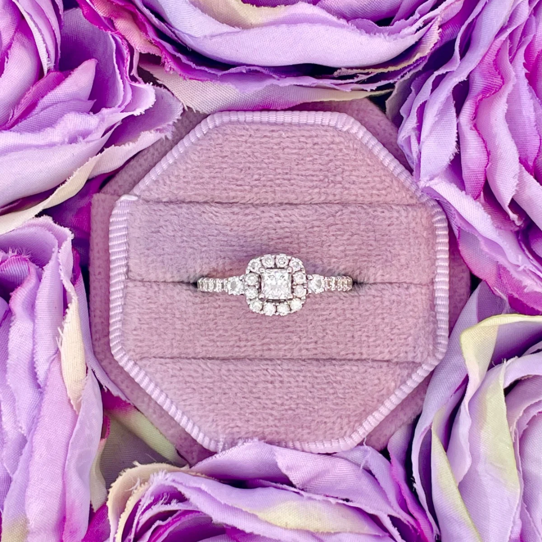Estate-14k White Gold Diamond Engagement Ring by The Leo