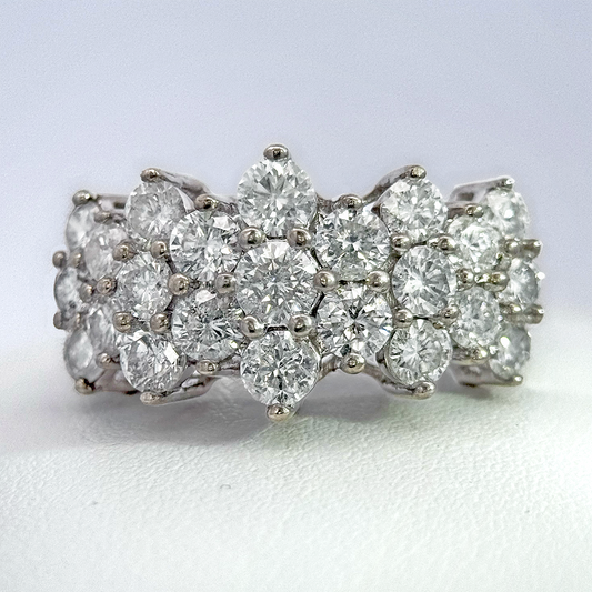 Estate - 14K White Gold Cluster Diamond Ring