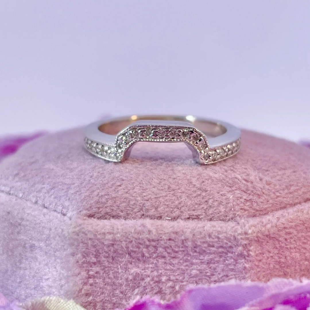 Estate- 14K White Gold Natural Diamond Wedding Set