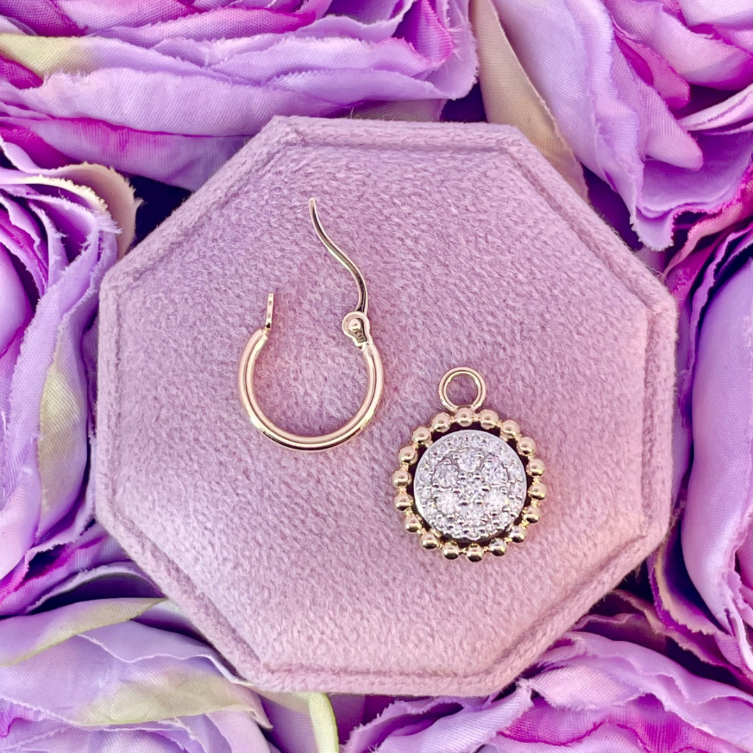 14K Yellow and Platinum Gold Diamond Dangle Earrings