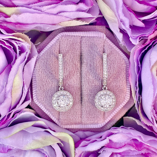 14K White Gold and Diamond Dangle Earrings