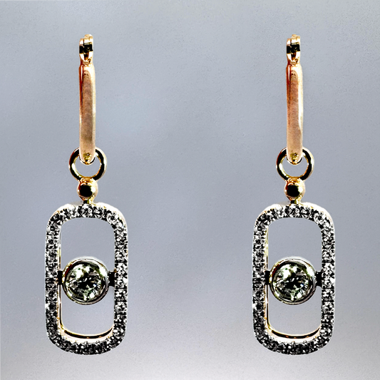 14k Yellow Gold Small Hoop Diamond Earrings