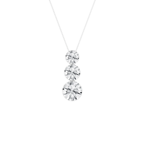 Revelation Lab Created Diamond 3-Stone Graduated Diamond Drop Pendant