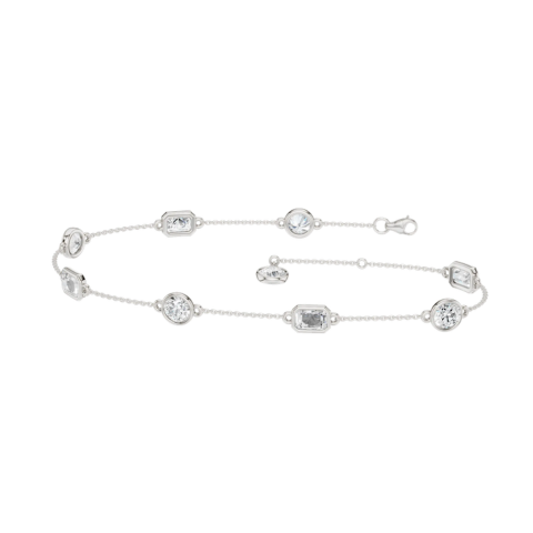 14K White Gold Station Bezel-set Bracelet