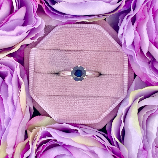 14K White Gold and Blue Sapphire Ring