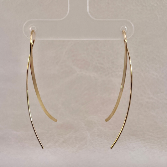 Estate-14K Yellow Gold Threader Upside Down Hoop Earrings