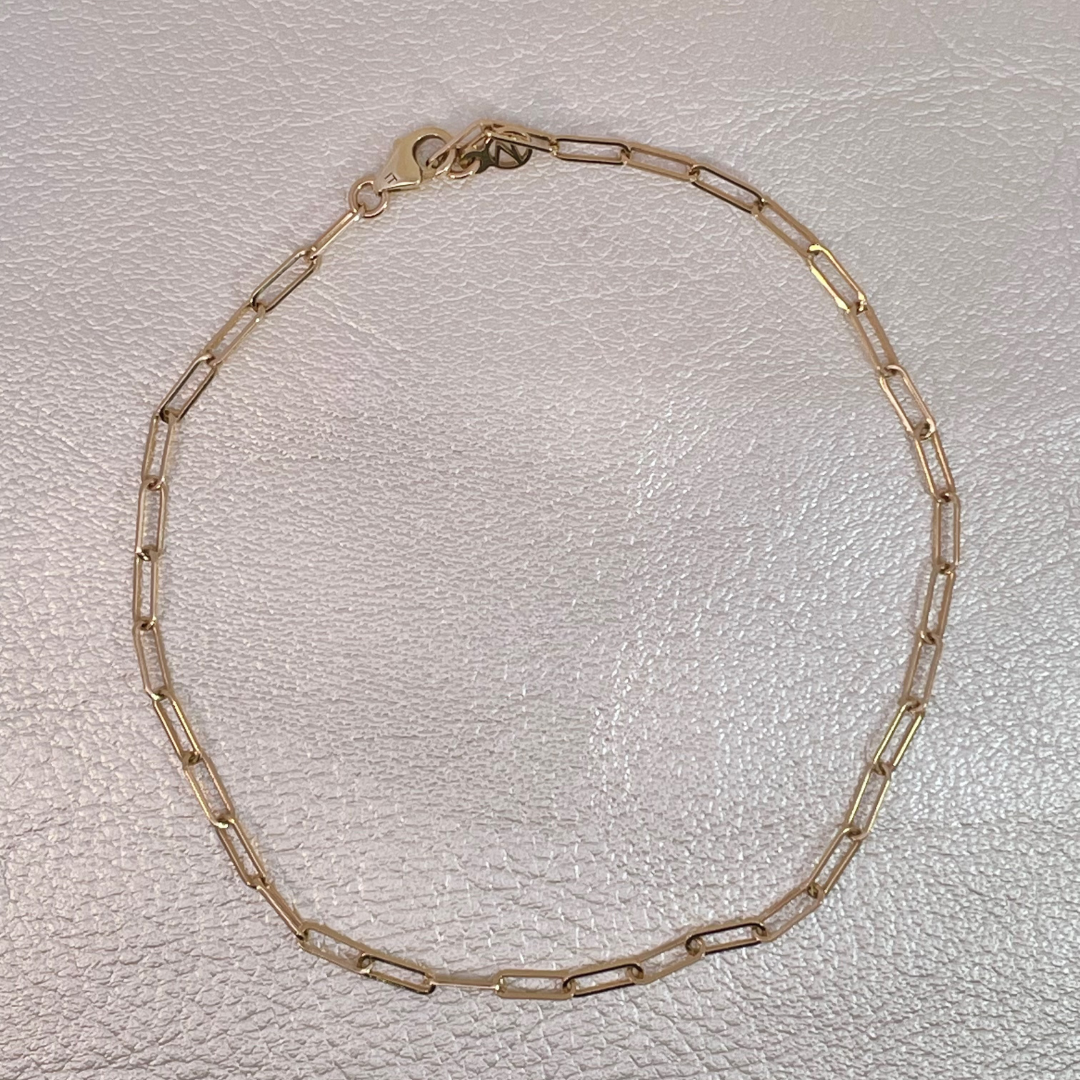 Estate- 14K Yellow Gold Paper Clip Chain Bracelet
