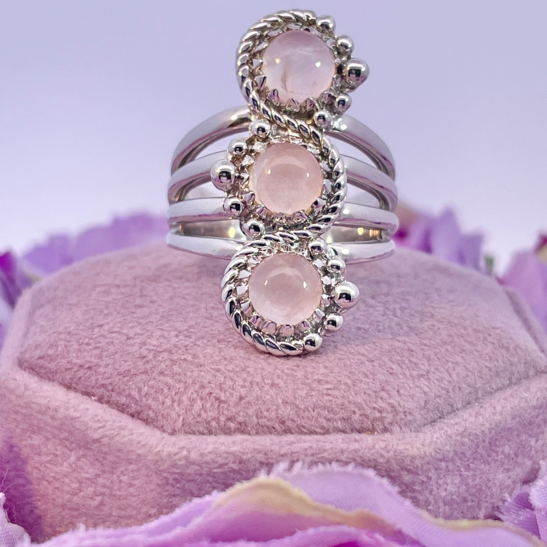 Estate- Sterling Silver Pink Peruvian Opal Ring