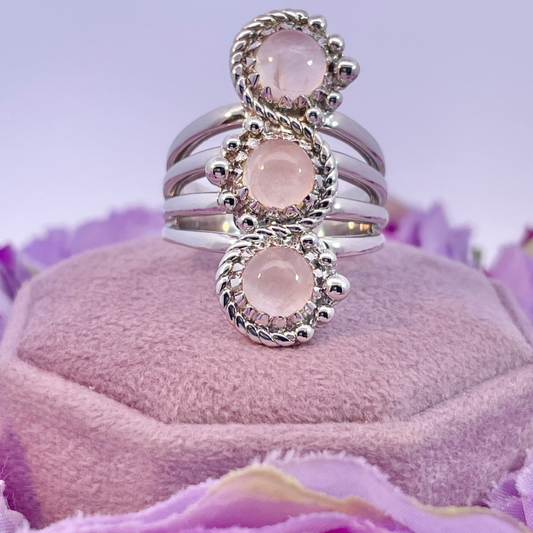 Estate- Sterling Silver Pink Peruvian Opal Ring