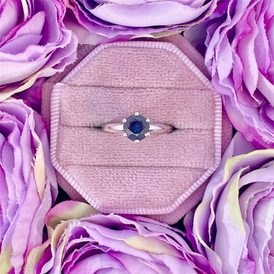 14K White Gold and Blue Sapphire Ring