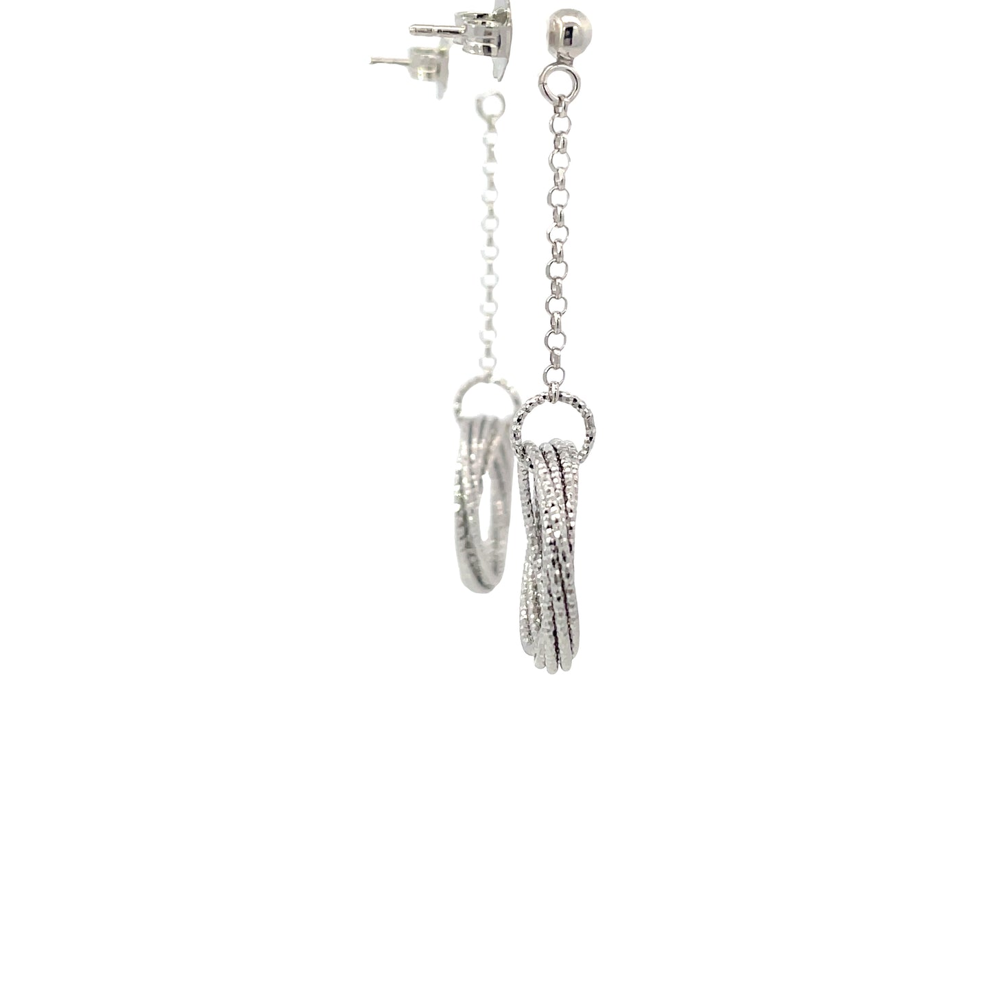 Sterling Silver Diamond Cut Love Knot Dangle Earrings