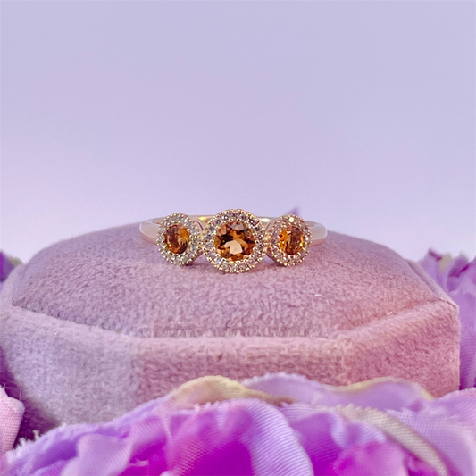 14K Yellow Gold Citrine and Diamond Ring