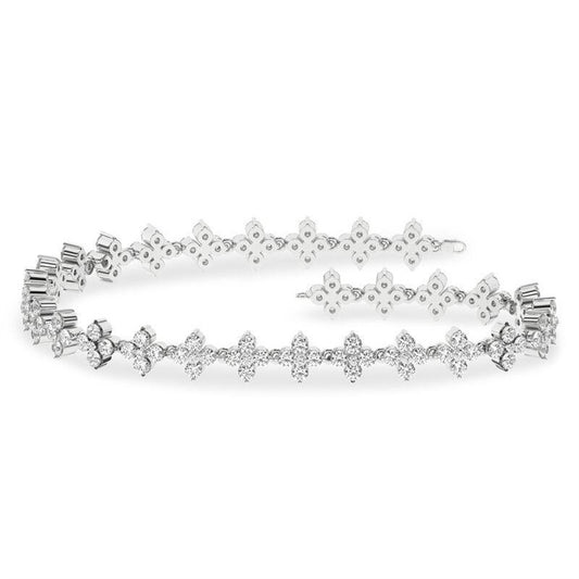 Revelation-14K White Gold Lab Grown Diamond Flower-Petals Bracelet