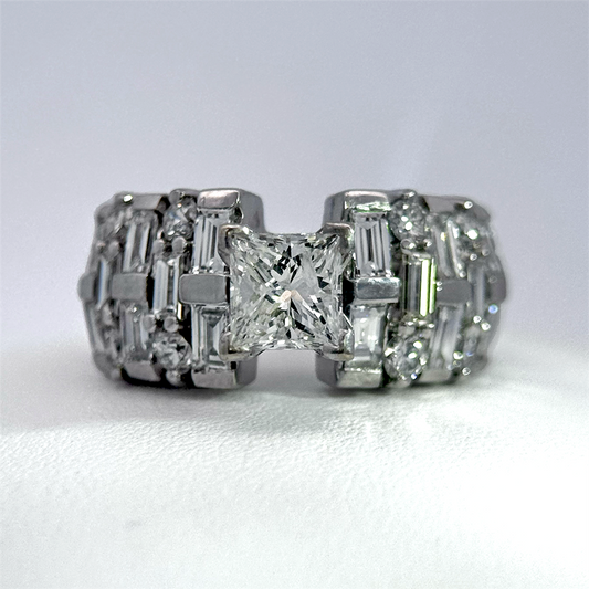 Estate - 14K White Gold Princess Cut Diamond Engagement Ring