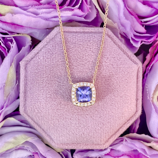 14K Yellow Gold Tanzanite and Diamond Station Necklace