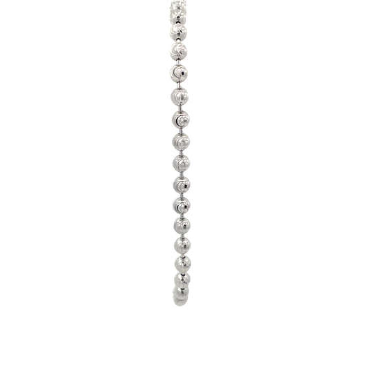 Sterling Silver Diamond Cut Round Bead Bracelet